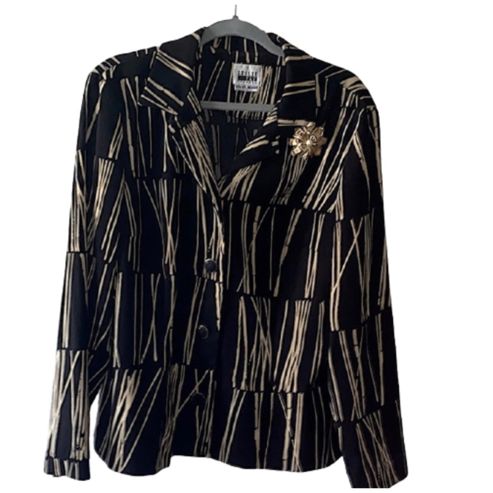 Leslie Fay Blazer Size 18 Black and Tan
